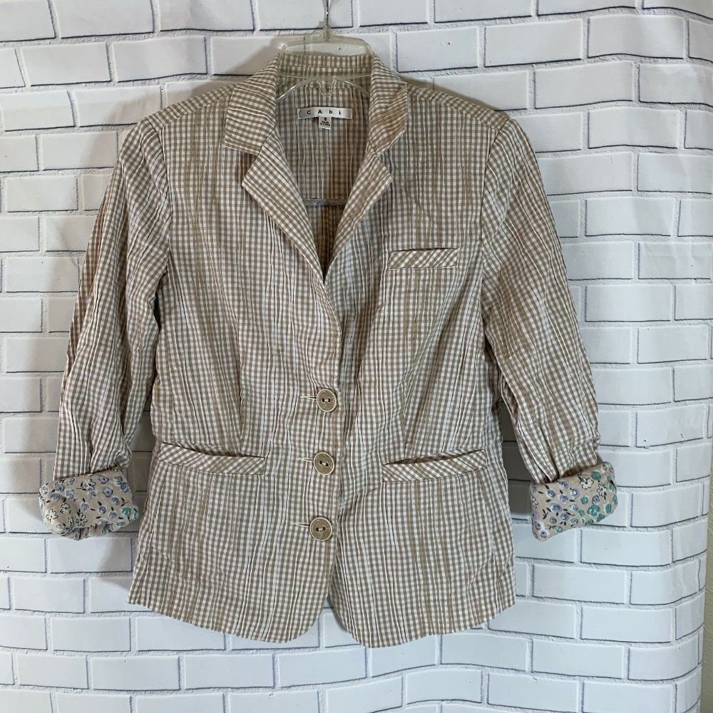 CAbi Gingersnap‎ Gingham Blazer Size S